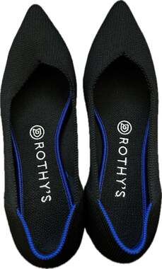 Rothy's The Point Black Knit Pointed-Toe Ballet Flats EUC classic office casual